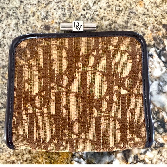 Dior Handbags - RARE DIOR Trotter Vintage Kisslock Coin Compartment coin purse Beige × Brown